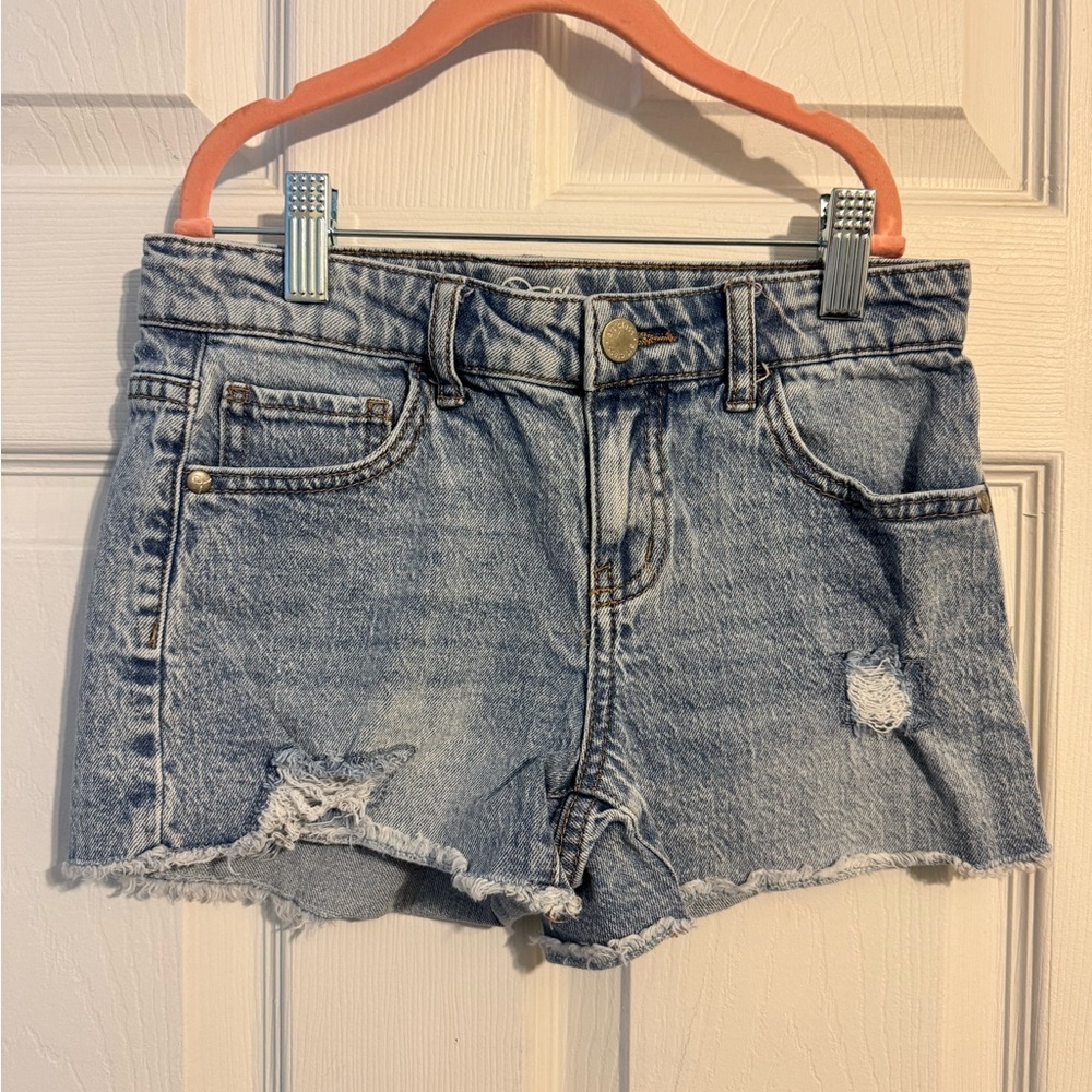 art class Faded Light Blue Distressed Denim Shorts